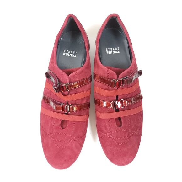 Stuart Weitzman Burgundy Red Suede Leather Jewel Strap Sneakers Shoes Size 7.5 - Picture 8 of 10